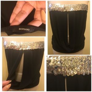 Sequined Open Front Tube Top